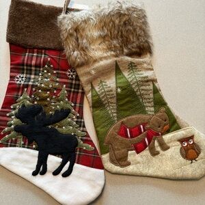 Set of 2 Woodland-themed Christmas Stockings